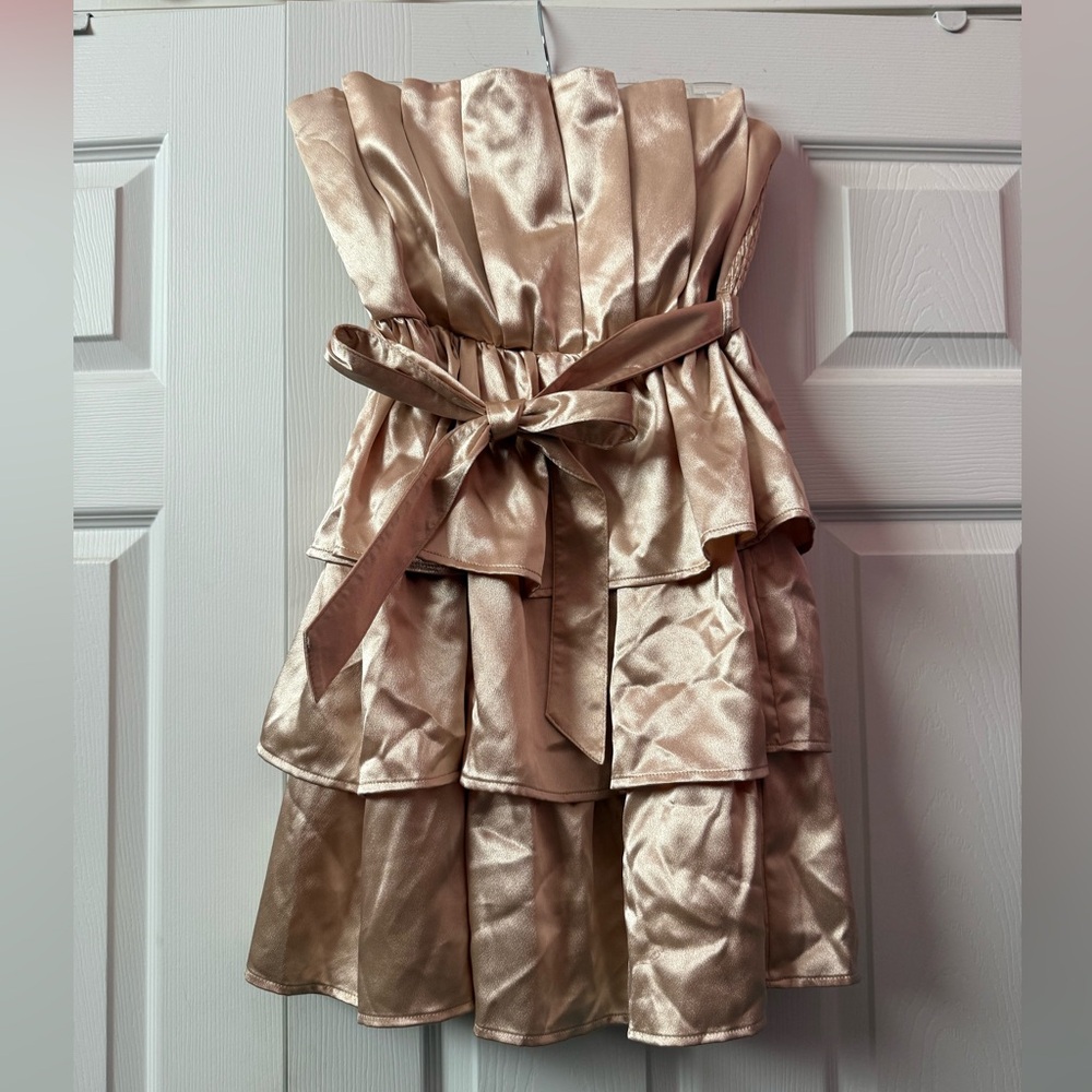 Entro Shimmering Satin Dress in Champagne